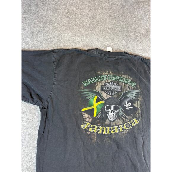 Harley Davidson Jamaica Shirt Mens 2XL Black Skull Pirate Tee Motorcycle Biker - Picture 6 of 11